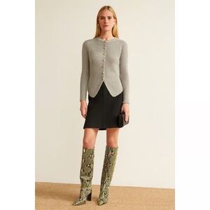 Chic Gray Women's Sweater with Button Detail